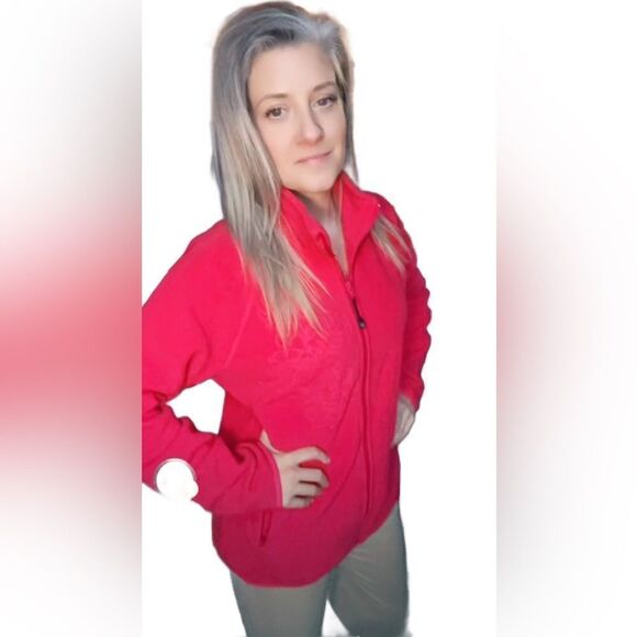FUDA Bright Red Full Zip Cozy Fleece w/Embroidered Design & Pockets (Size: Med) - Picture 4 of 14
